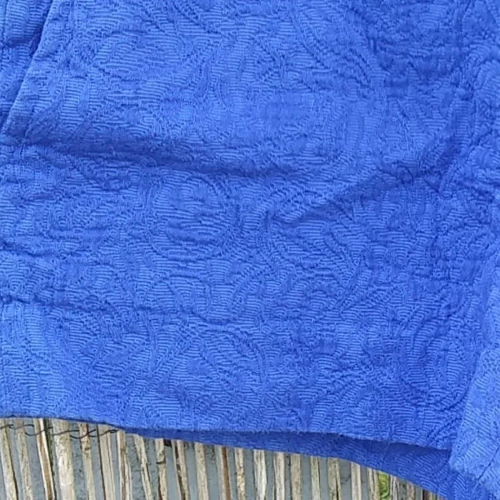 J. Crew Textured Blue Boardwalk Shorts - Elastic Waistband - 2